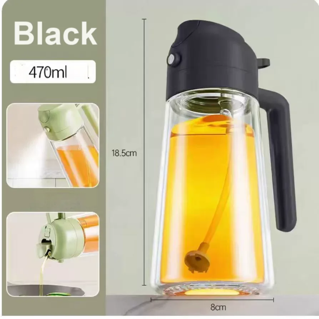 🔸 Bouteille d’huile 470ml en verre !
Résistante à la chaleur, avec poignée & lave-vaisselle OK. Spray pratique pour la cuisine